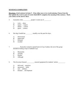 ATLIB English Placement Exam 2009 | PDF | Multiple Choice