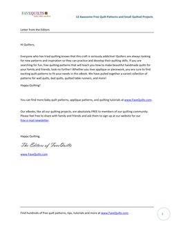 12 Awesome Free Quilt Patterns and Small Quilted Projects 
 
 
Find hundreds of free quilt