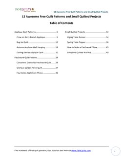 12 Awesome Free Quilt Patterns and Small Quilted Projects 
 
 
Find hundreds of free quilt