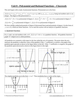 8. Polynomial and Rational Functions                                               - 1 -                           www.master