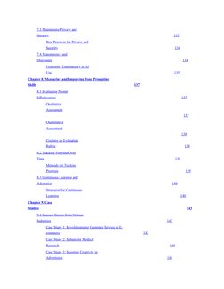 7.3 Maintaining Privacy and
Security
133
Best Practices for Privacy and
Security
134
7.4 Transparency and
Disclosure
134
Prom