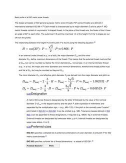 Basic profile of all ISO metric screw threads 
The design principles of ISO general-purpose metric screw threads ("M" series
