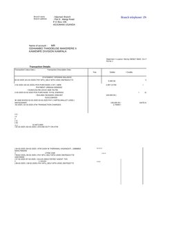 013111364333
Brunch name
Branch address
: Adjumani Branch
: Plot 9 , Mangi Road
P.O Box 106
ADJUMANI UGANDA
Branch telephoner