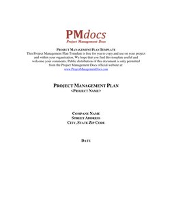 PROJECT MANAGEMENT PLAN TEMPLATE 
This Project Management Plan Template is free for you to copy and use on your proje