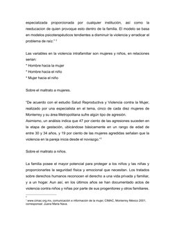 especializada  proporcionada  por  cualquier  institución,  así  como  la 
reeducacion de quien provoque esto dentro de la fa