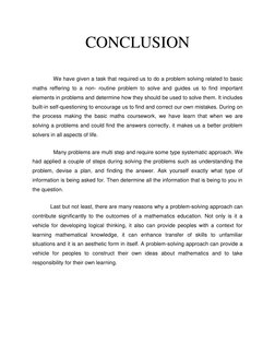 CONCLUSION 
 
              We have given a task that required us to do a problem solving related to basic 
maths reffering t