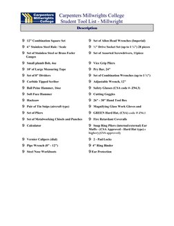 Essential Millwright Tool List | PDF | Tools | Metalworking