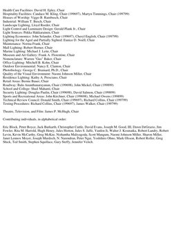 Health Care Facilities: David H. Epley, Chair
Hospitality Facilities: Candace M. Kling, Chair (199697), Martyn Timmings, Chai