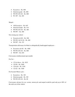  Executives – Rs. 800 
 Selection grade – Rs. 800 
 W8-W11/S1-S4 – Rs. 800 
 W1-W7 – Rs. 585 
 
Moped – 
 All Executives