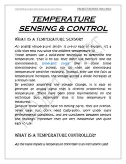 (http://en.wikipedia.org/wiki/Thermistor)TEMPERATURE SENSOR AND CONTROL  
PROJECT REPORT (2011-2012) 
TEMPERATURE 
SENSING &