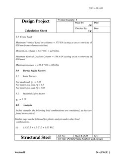 Portal Frame Design Calculation Example | PDF | Crane (Machine ...