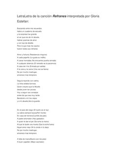 LetraLetra de la canción Refranes interpretada por Gloria 
Estefan: 
Buscando entre mis recuerdos 
había un cuaderno de escue