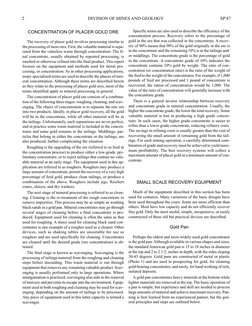 2
DIVISION OF MINES AND GEOLOGY
SP 87
CONCENTRATION OF PLACER GOLD ORE
The recovery of placer gold involves processing simila