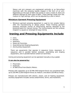 Garment Ironing and Pressing Equipment | PDF | Textiles | Clothing
