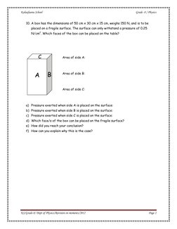 Grade 8 Pressure Calculation Worksheet | PDF | Weight | Pressure