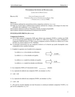 Lab. de Diseño Lógico
Práctica No. 2
UNIVERSIDAD AUTÓNOMA DE GUADALAJARA
LABORATORIO DE DISEÑO LÓGICO
PRÁCTICA # 2: