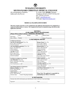 TUMAINI UNIVERSITY 
KILIMANJARO CHRISTIAN MEDICAL COLLEGE 
All correspondences should be                         P. O. Box