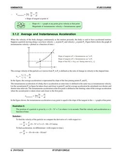 6 |PHYSICS
IIT STUDY CIRCLE
KINEMATICS
IITJEE COURSE
∴
Vinstantaneous = 
0
lim
t
x
t
∆→
∆
∆ = 
dx
dt
= Slope of tangent at po