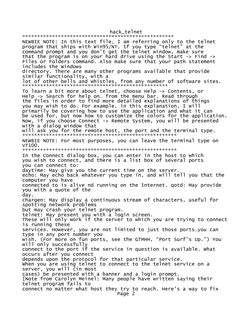 hack_telnet
***************************************************
NEWBIE NOTE: In this text file, I am referring only to the te