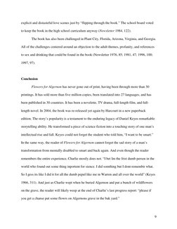 9
explicit and distasteful love scenes just by “flipping through the book.” The school board voted 
to keep the book in the