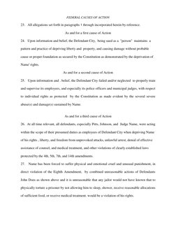 FEDERAL CAUSES OF ACTION 
 
23.   All allegations set forth in paragraphs 1 through incorporated herein by reference. 
As and