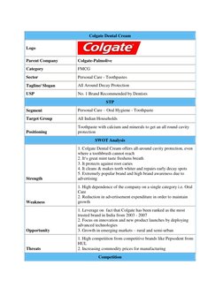 Colgate-Palmolive SWOT Analysis Overview | PDF | Oral Hygiene | Swot ...