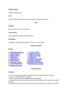 Colgate-Palmolive SWOT Analysis Overview | PDF | Oral Hygiene | Swot ...