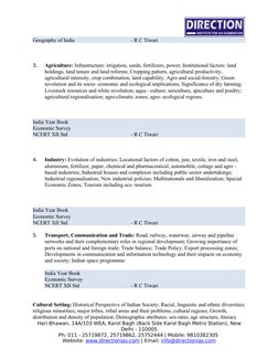 Geography of India 
- R C Tiwari 
3.
Agriculture: Infrastructure: irrigation, seeds, fertilizers, power; Institutional factor
