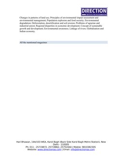 Changes in patterns of land use; Principles of environmental impact assessment and 
environmental management; Population expl