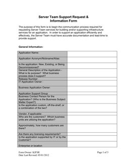 Server Team Support Request Form | PDF | Server (Computing) | Documentation