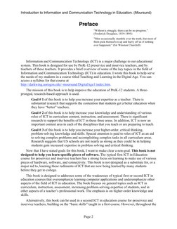 Introduction to Information and Communication Technology in Education. (Moursund)  
Page 2 
Preface 
"Without a struggle, the
