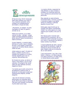 El hijo de rana, Rinrín renacuajo 
Salió esta mañana muy tieso y 
muy majoCon pantalón corto, 
corbata a la modaSombrero 
enc