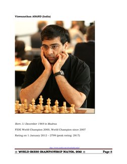 http://www.scribd.com/elvuelodelcondor 
K WORLD CHESS CHAMPIONSHIP MATCH, 2012  K 
Page 2 
 
Viswanathan ANAND (India)