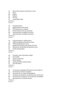 Fluid and Electrolyte Balance MCQs | PDF | Angiotensin | Kidney