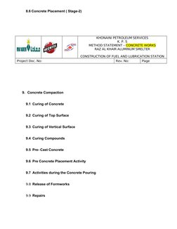 Method Statement for Concrete Works | PDF | Concrete | Building Technology