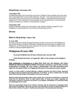 Hong Kong 19 November 1891 
1 December 1891 
He asked permission from his parents to join them in Manila in their sacrifices