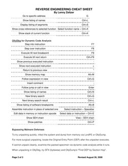 Reverse Engineering Cheat Sheet | PDF | Instruction Set | Malware