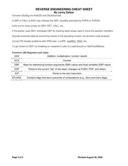 Reverse Engineering Cheat Sheet | PDF | Instruction Set | Malware