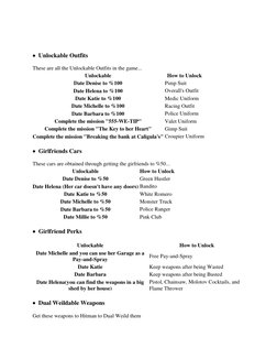   Unlockable Outfits 
These are all the Unlockable Outfits in the game... 
Unlockable 
How to Unlock 
Date Denise to %10