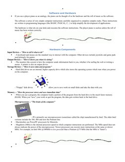 •
 
Software and Hardware
•
If you use a player piano as an analogy, the piano can be thought of as the hardware and the roll