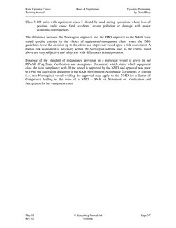 Basic Operator Course
Rules & Regulations
Dynamic Positioning
Training Manual
by David Bray