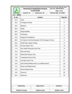 Clean Room Qualification Protocol.pdf Clean Room Performance Qualification Protocol | PDF | Applied And ...