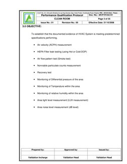 Clean Room Qualification Protocol.pdf Clean Room Performance Qualification Protocol | PDF | Applied And ...