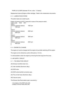 PURFLUX LS 867B (diameter 76 mm, valve : 1.5 bar(s))
Replacement interval (Engine oil filter cartridge) : Refer to the ma