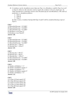 Graduate Diploma in Systems Analysis 
 
Page 8 of  8 
 
SA-DIP/ Aptitude Test Sample 2010 
D. A residence can be classified a
