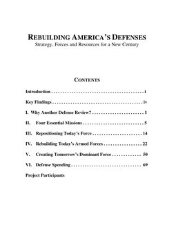 REBUILDING AMERICA’S DEFENSES
Strategy, Forces and Resources for a New Century
CONTENTS
Introduction . . . . . . . . . . . .