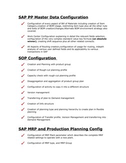 SAP PP Master Data Configuration
 
Configuration of every aspect of Bill of Materials including creation of Item 
Category,cr