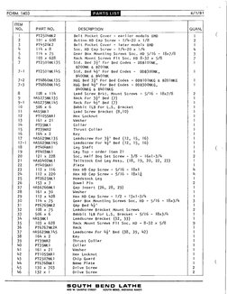 SOUTH BEND LATHE Series O, N, R, T, & Junior Operation & Parts List Manual #1741 $43.00