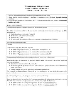 UNIVERSIDAD VERACRUZANA 
LICENCIATURA EN INFORMÁTICA 
FORMULARIO DE CÁLCULO 
 
 
La relación entre derivabilidad y continuida