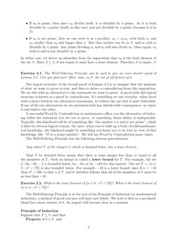 • If n0 is prime, then since n0 divides itself, it is divisible by a prime. So it is both
divisible by a prime (itself, in th